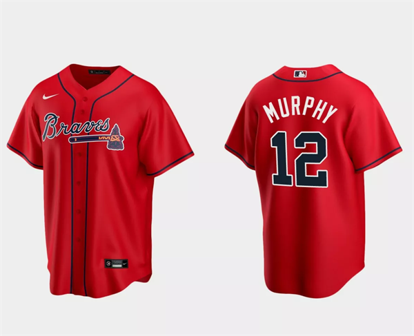 Men's Atlanta Braves #12 Sean Murphy Red Cool Base Stitched Baseball Jersey